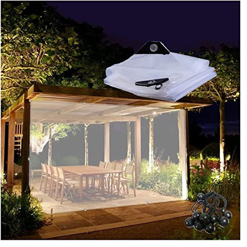 Outdoor-Vorhänge, durchsichtige wasserdichte Planenvorhänge mit Ösen, Pergola im Freien, Terrasse, Veranda, Pavillon, Carport, transparente Planen-Seitenwände,