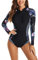SEAUR Traje de baño para mujer, manga larga, sin mangas, con almohadillas extraíbles en el pecho, traje de baño de una pieza para playa y piscina, Negro 4, M