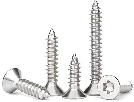 FandWay Vis Autotaraudeuses à Tête Fraisée Torx M4x16/20/25/30/40mm Acier Inoxydable 304 Vis à Tête Plate Torx à Bois,Vis à Tôle Autoperceuses Entièrement Fileté Avec 1 T20 Clé (25 pièces/chacune)