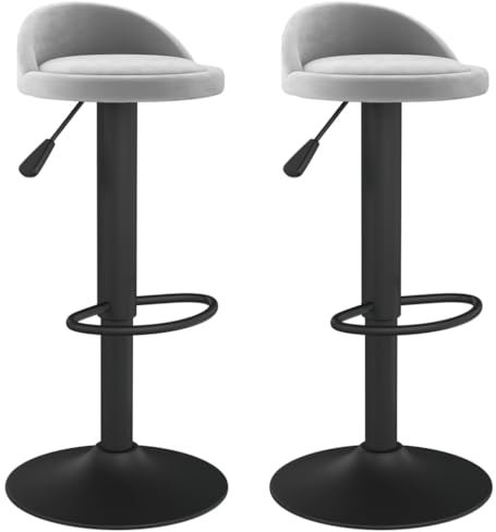 Bussandri Exclusive - Barhocker 2 Stk. Hellgrau Samt
