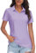 TACVASEN Ladies Summer Top Short Sleeve Golf Tee Shirt Breathable Lightweight Polo Shirts Sun Protection Tops,Light Purple,M
