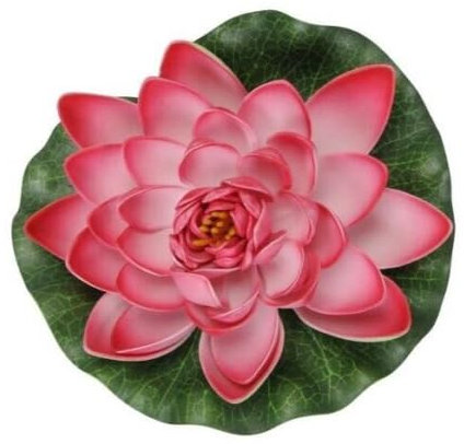 finehomegarden 2X Seerose schwimmend rosa Ø18cm Teich Garten künstlich Blüte Blume Kunstblume Miniteich