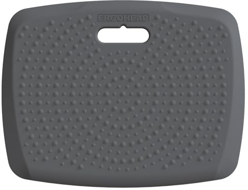Ergohead 1,9 cm Anti-Müdigkeit-Komfort-Standmatte, tragbare Schreibtischunterlage, rutschfeste Küchenmatte, integrierter Griff mit Massagepunkten, Komfort-Bodenmatte (Grau, 43,2 x 55,9 cm)
