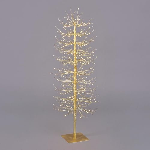 Magie di Natale Albero luminoso Faggio con rami a microled luce calda da interno ed esterno (Oro, 120 cm)