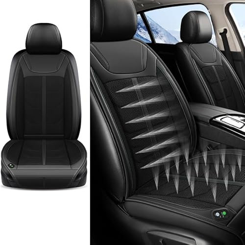 NAIRE Housse de Siège Réfrigération pour Tesla Model 3 Model S Model X,Ventilé Protection de siège Respirante 12V Cooler Coussin, A/Black-A/Single Block