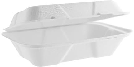 PackBio Lot de 200 boîtes repas jetables en bagasse canne à sucre rectangulaire 1000 ml