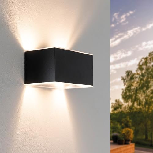 Ledvion Solar Wandleuchte, 2W, 60 Lumen, 3000K, IP44, Schwarz, LED-Lampe, Außenlampe, Außenbeleuchtung, Gartenbeleuchtung, Solarlampe, Stimmungslicht