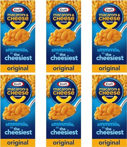 Kraft Mac & Cheese 6er-Pack, Original-Gourmet-Käse-Dinner, Instant-Mahlzeit, amerikanisches Essen, Mac and Cheese, Comfort Food – die All-American-Mahlzeit! Präsentiert von SMART BUNDLES (6 Packung)