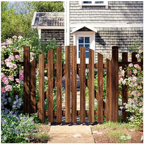 LVLDAWA Outdoor Wood Fence Gate, Carbonized Freestanding Garden Decoative Fence Gate Guardrail, Courtyard Small Garden Wooden Door (Color : B-Brown, Size : 120x70cm)