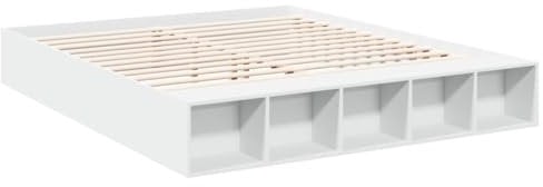 vidaXL Bettgestell, Bett mit Stauraum für Schlafzimmer, Bettrahmen mit Lattenrost, Schlafzimmerbett Doppelbett, Weiß 200x200cm Holzwerkstoff