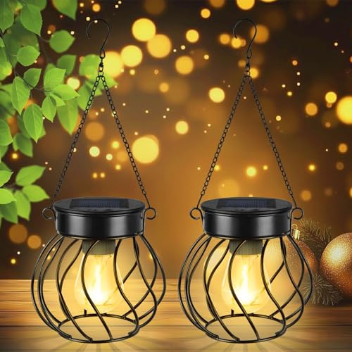 Flintronic Solarlaterne für außen, IP65 Wasserdicht Solarleuchten, Hängende Gartenlaterne, Solarlampen für Garten, Hof, Terrasse, Hochzeit, Fest Deko