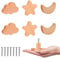 Cabinet Drawer Knobs, 6 Pack Solid Wood Door Drawer Handles with Screws for Children's Room Cute Star Cloud Moon Drawer Knobs for Kids Room, Log Color Wooden Handles for Cabinets (A)