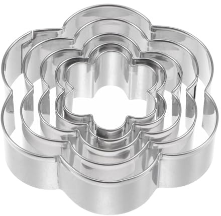 sourcing map 5pcs Cookie Cutters, Flower Shaped Stainless Steel Biscuit Cookie Cutter for Kitchen Baking
