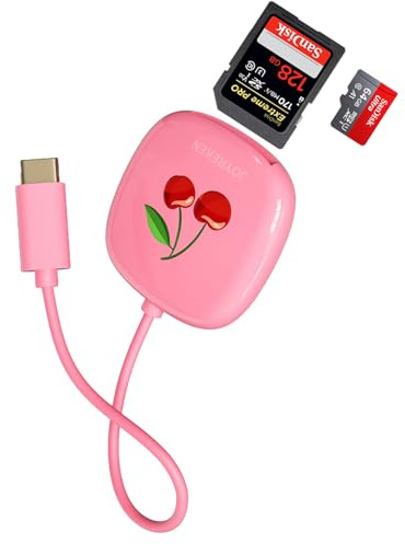 USB C SD Card Reader for iPad, 2-in-1 Memory Card Reader USB C Adapter, Compact Design, Compatible with iPad Pro, MacBook, Samsung Galaxy S20-S24, and Other Type-C Devices (15cm,Pink)