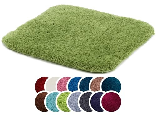liebling Superior Badteppich mit Anti-Rutsch-Beschichtung, 100% Polyester (Mikrofaser), 50 x 45 cm, 30 Grad waschbar, Fußbodenheizung geeignet, Farbe: dunkelgrün