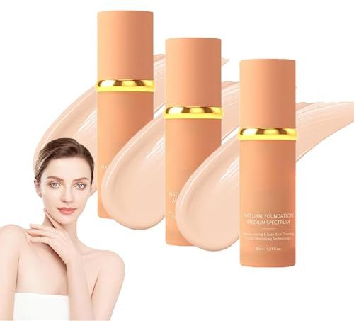 LXCJZY 4 in 1 foundation Liquid,Full Coverage Concealer with SPF 50+,Medium Spectrum,Longwearing & Waterproof,Moisturizing Even Skin Toning Color (3pcs, 30ml)