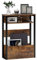HOMCOM Tavolino da Soggiorno in Stile Industriale con 2 Ripiani Portaoggetti, Tavolino Laterale in Legno e Metallo, 46x18x58.5 cm, Marrone Rustico