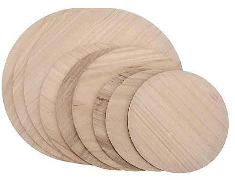 NUOBESTY Bastelfarbe Holzkreis-set 9-teilig Natürliche Holzscheiben für Hochzeitsdeko Party Festival Feiertagsdekoration
