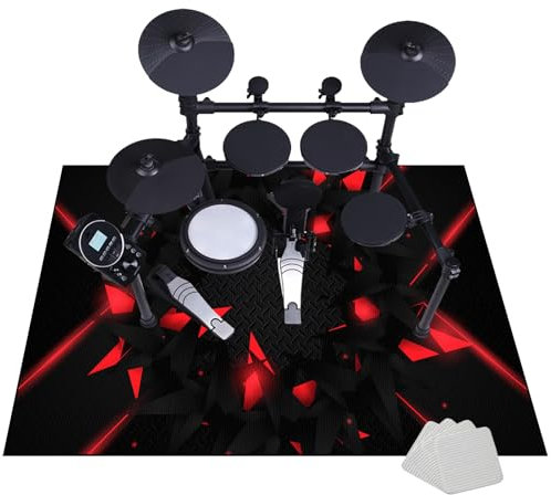 180 x 140 cm Schlagzeugteppich Drum Teppich - Rutschfeste Trommel Teppiche - Professionelles rechteckiges Elektronisches Jazz Schlagzeug Kit für Bass Drum Snare Drum und andere Instrumente Teppich