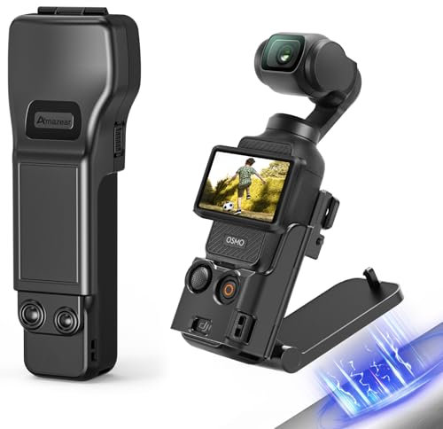 AMAZEAR Magnetic Mount & Protective Case Creator Combo for DJI Osmo Pocket 3 | Osmo Pocket 3 Accessories Ultra-Strong Magnet stand & Velvet-Lined Hard Shell Case for Vloggers, Cyclists & Travel