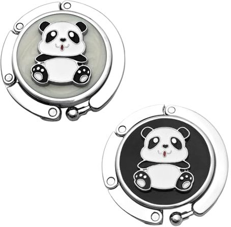 2Pcs Purse Hook Foldable, Desk Hooks for Purse, Panda Handbag Hanger, Bag Hanger Collection, Metal Portable Table Bag Holders, Bag Storage Hanging for Office Restaurant Desk