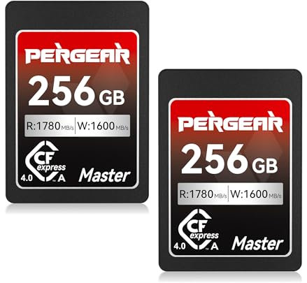 Pergear 256GB CFexpress 4.0 Type A Memory Card, Up to 1780MB/s Read Speed & 1600MB/s Write Speed for 4K 120P, 8K 30P Video Recording(2-Pack)(Master Series), Compatible for Sony Alpha & FX Cameras