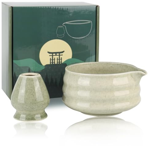 PYserne 2 Teilige Matcha Schale, Matcha Set Matcha Farbe Traditionelles Japanisches Teeset Matcha Schale Matcha Zeremonie Keramik Matcha Keramikschale für Teestube Büro