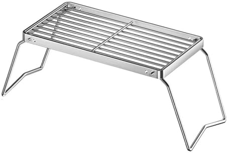 Hosoncovy Folding Campfire Grill Grate, Pot Rack Stainless Steel Foldable Grill Stove Stand Ultralight, Charcoal Grate Cooking, Campfire Stand Portable Grid for Camping Hiking BBQ Fishing (M)