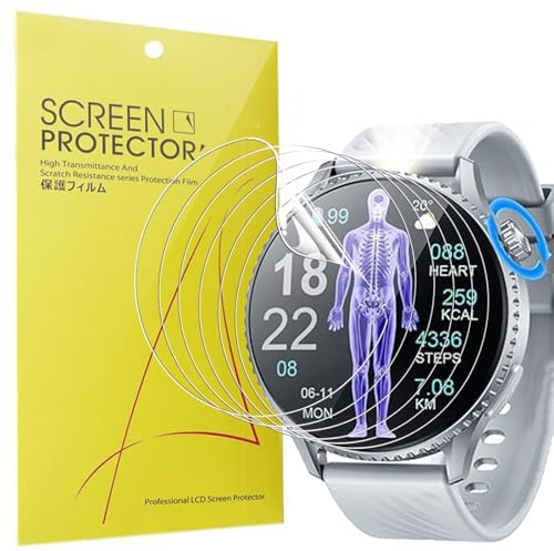 Blueshaweu Schutzfolie Kompatibel für idomars Smartwatch 1,56'' MT800, HD klar Flexible TPU Displayschutzfolie [6 Stück] Kompatibel mit idomars MT800 Smartwatch (Transparenz)