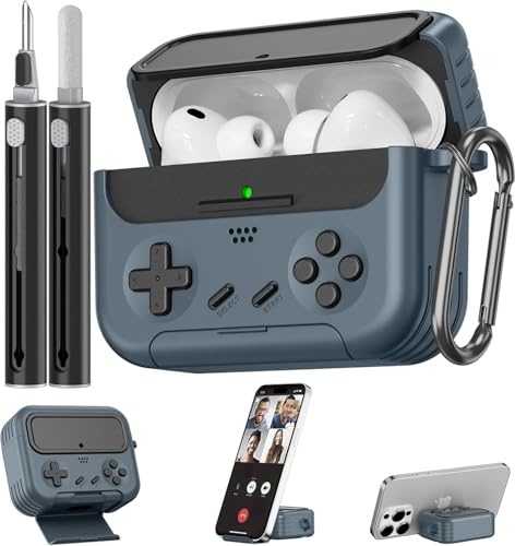 Inesore Retro Game Case for AirPods Pro 3 (Black) for Men Boy | Gamepad Design, Foldable Stand, Lock Buckle Anti-Drop Design, Hard PC+TPU Shockproof Cover, Comes with Keychain, Cleaner Kit
