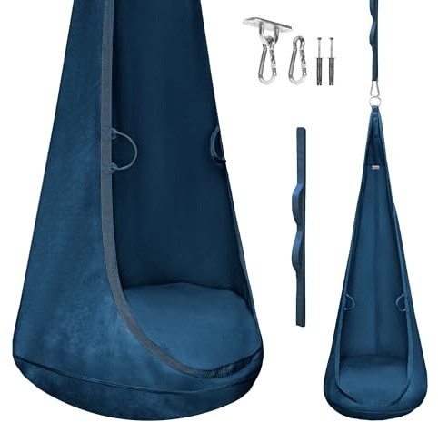 MAMOI® Samtkokon – Hängesessel für Innenräume mit weichem Kissen, eleganter Hängesitz mit Griffen, Premium-Samt, robuste Konstruktion mit Aufhängeelement