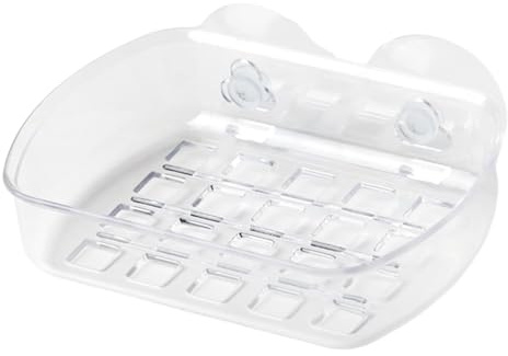 Clear Soap Dish Holder, Wall Mounted with Suction Cups, No Drilling Installation, Draining Design, Bathroom Organizer
