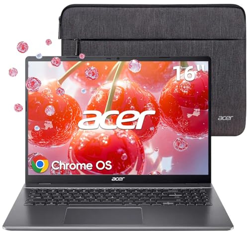 acer Chromebook Plus 516-16 WUXGA Student Laptop, Intel i3-1315U, 8GB LPDDR5-128GB UFS, HDMI, USB-C, USB-A, Bluetooth, Wi-Fi, DTS Audio, Long Battery, Chrome OS, Gray
