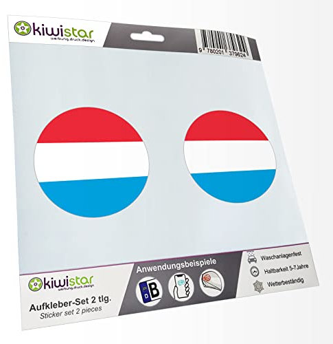 KIWISTAR - 2X Kennzeichenaufkleber - Luxemburg - Kennzeichen Aufkleber Sticker Nummernschild Land Country Nation