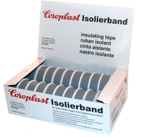 Isolierband Coroplast Box VDE Isoband Klebeband Elektriker Band Grau