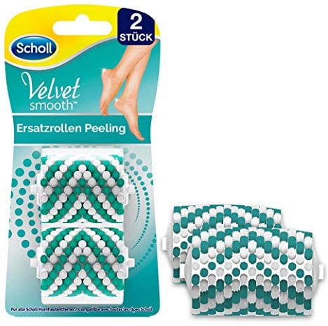 Scholl Velvet Smooth Exfoliating Roller, Refill for Scholl Electric Callus Remover, Replacement Roller for Dry and Flaky Skin on The Legs and Feet, Pack of 2