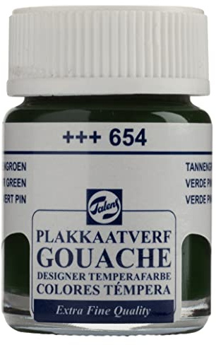 Talens Gouache Extra Fine Quality - 16 ml Flasche - Tannengrün 654 - Hochpigmentierte Mattlacke