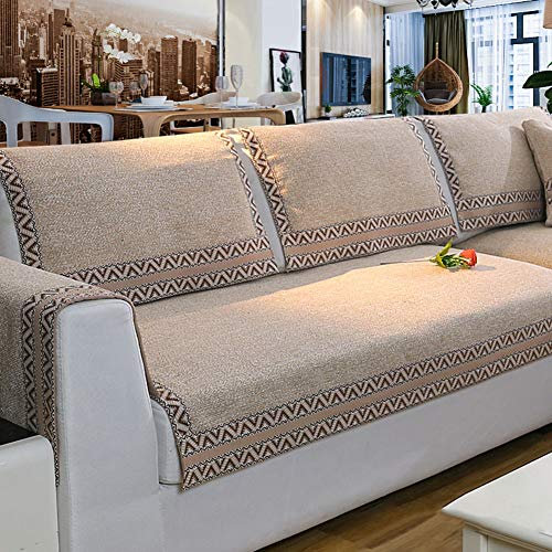 Z-one Sofa Abdeckung Retro Dekoration Sofa Überwurf Baumwolle Anti-rutsch Schmutzabweisend Kissen beschützer Für L förmige- Couch Schnitt-Khaki 70x150cm(28x59inch)