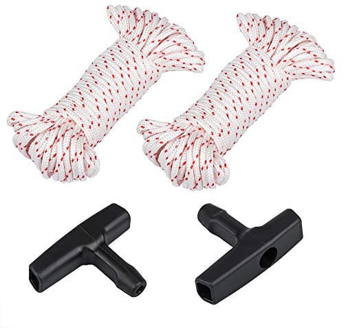 10 Meters 3.0mm Recoil Starter Rope Pull Cord-2pack, Lawn Mower Pull Cord with 2 Black Recoil Starter Handle for Craftsman Husqvarna STHIL Poulan Chainsaw Lawn