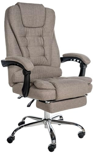 CLP Bürostuhl Oxygen I Schreibtischstuhl Mit Fußablage I Ergonomischer Drehstuhl stufenlos höhenverstellbar I bis 135 kg belastbar, Farbe:Taupe, Material:Stoff
