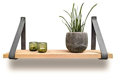 Brute Strength - Regalträger Leder - Dunkelgrau - 6 Stück - Regalstützen - Wandstützen - Regalbänder - Vollnarbenleder