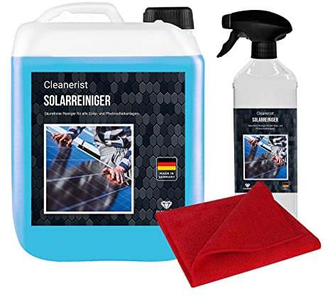 Nettoyant solaire 5 l - Concentré - Pour une dilution jusqu'à 1:25 - Avec vaporisateur + panneaux solaires en microfibre - Cellules solaires
