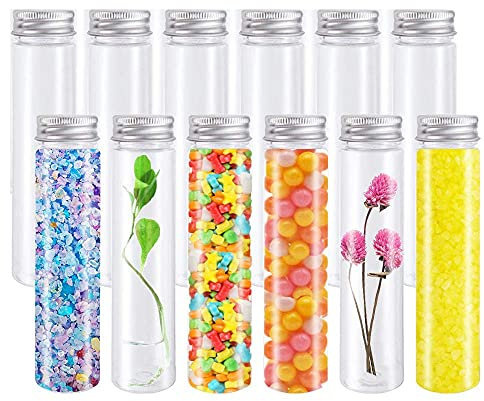 LATRAT 12 PCS Tube a Essai Plastique avec Bouchon à Vis, 110 ML, contenants pour cosmétiques, lotion de voyage, bonbons, Tubes à Essais de Stockage Trasparente