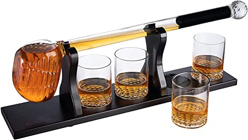 Golf Club Whiskey Decanter and 4 Liquor Glasses - Decanter & Glass Set - Golf Stick Gifts for Men - Unique Whiskey Decanter Set - Bourbon & Scotch Decanter for Serving Alcohol - Golfer Gifts for Dad