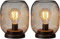 DECORKEY Set of 2 Battery Operated Lamp LED Table Lantern, Metal Cage Cordless Lamps with LED Bulb, Oval Vintage Decorative Outdoor Christmas Lantern, Weddings, Parties, Patio, Events for Indoor Shelf