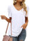Aokosor Womens Tops V Neck T Shirts Ladies Gigot Sleeve Summer Casual Tee White Size 14-16