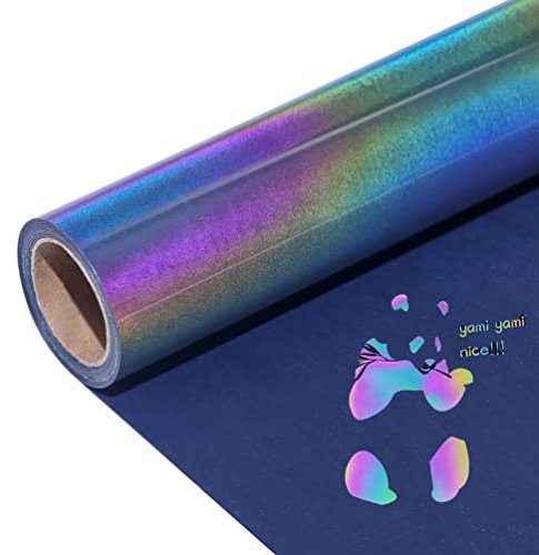 Reflective Heat Transfer Vinyl HTV Vinyl 12in x 6ft Reflective Rainbow Iron On Vinyl for T-Shirt Holographic Chameleon HTV Vinyl Easy Cut & Weed (Rainbow Reflective), Grey