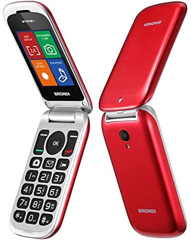 Brondi Stone+ - sbloccato, 0GB, Cellulare con apertura a conchiglia e flip attivo, Dual Sim, Display 2.4 pollici, Rosso