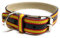 Collar de Cuero para Mascotas con Bandera de España | Collar de Piel para Perros (Cuello de 35 a 45 cms., Negro España Lados)