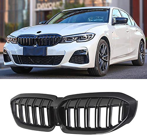 Gangying G20 G21 Nieren Schwarz,Kühlergrille passend für BMW 3er G20 G21 2019-2022 Schwarz Glanz G20 G21 Grill Kühlergrill Vorne 316i 318i 320i 328i 330i 335i 340i Doppelsteg Nieren